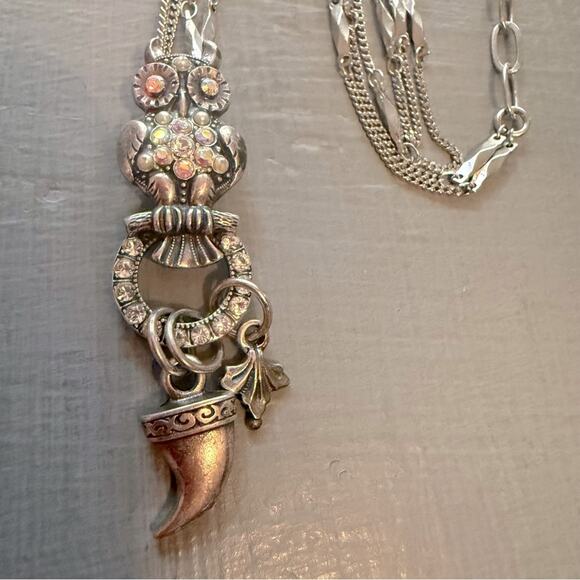 Mariana Crystal Owl Charm Pendant Necklace - Picture 4 of 9